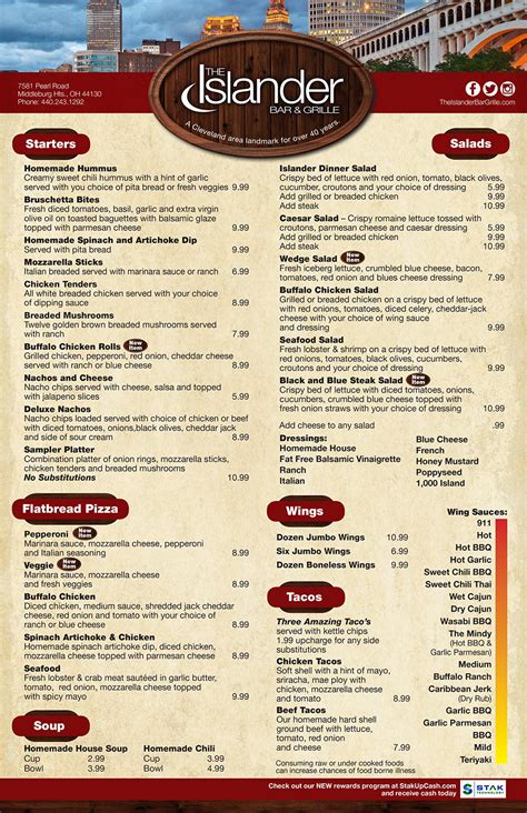 Islanders restaurant menu - Our Lunch and Dinner Menu! Unfortunately right now we are not open at breakfast! Our hours are 11am to 9pm